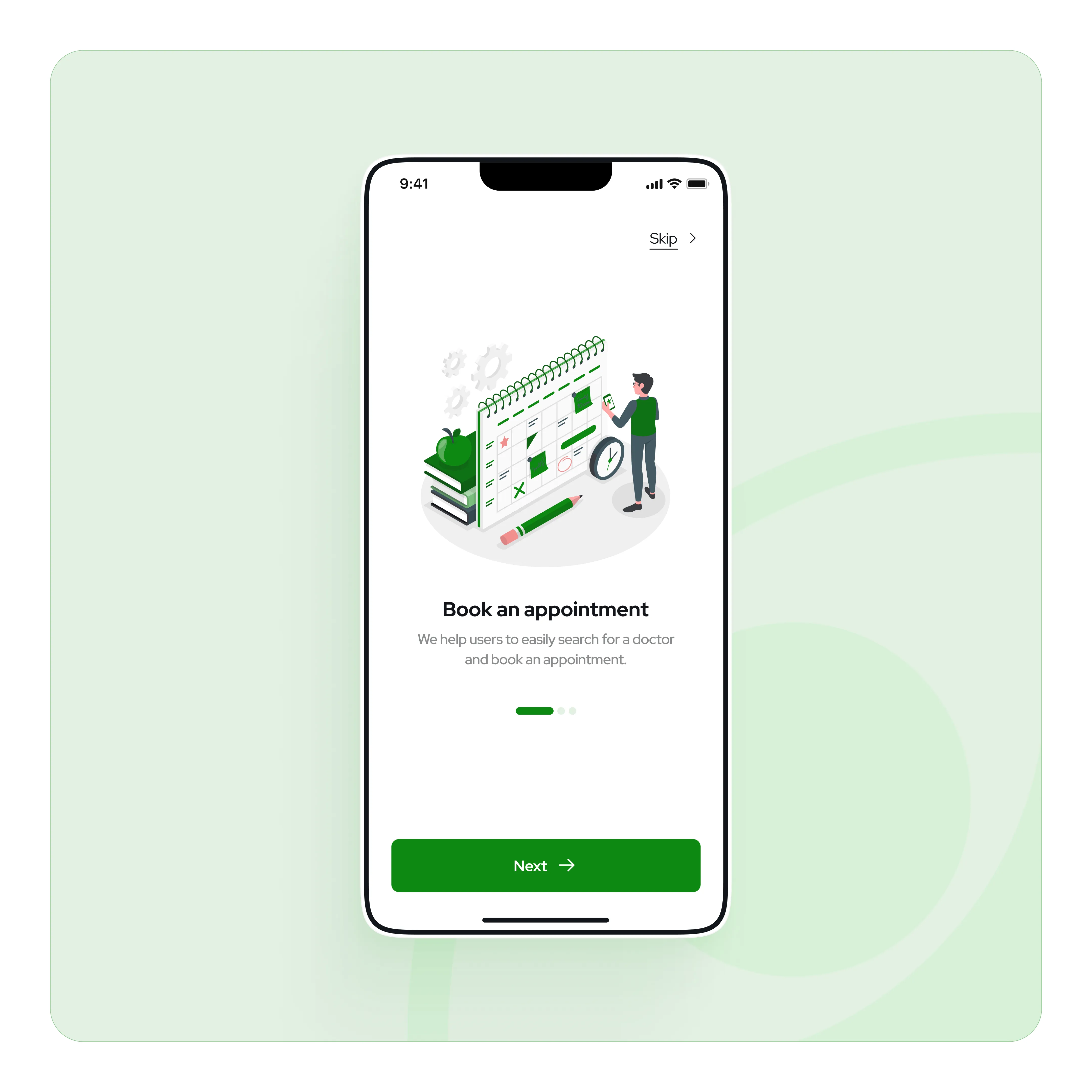 Mobile app onboarding screen preview
