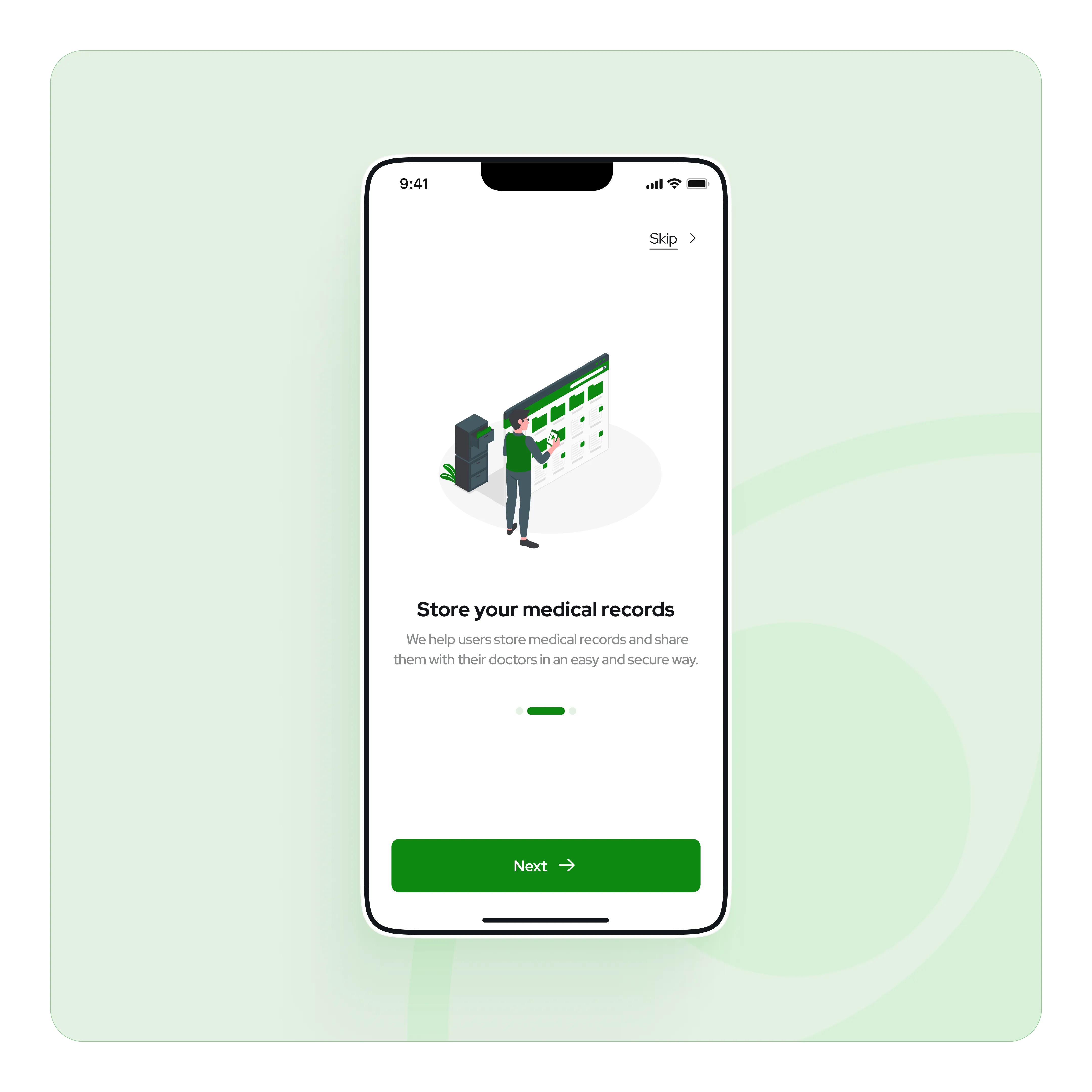 Mobile app onboarding screen preview