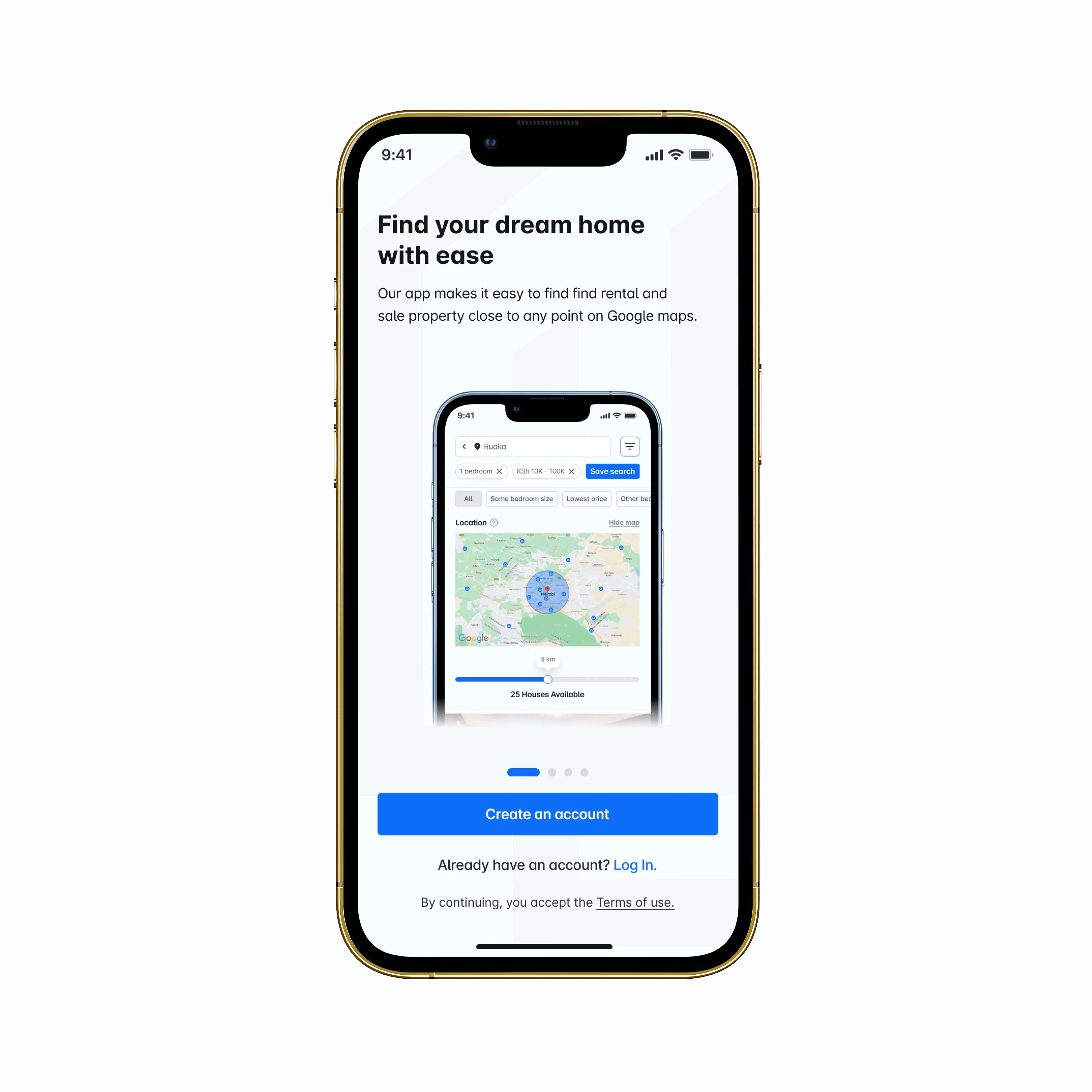Mobile app onboarding screen preview